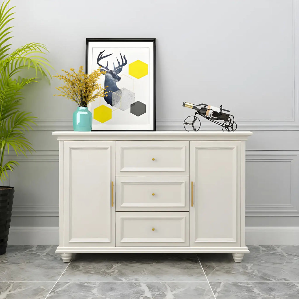 Buffet contemporain en bois blanc à 3 tiroirs