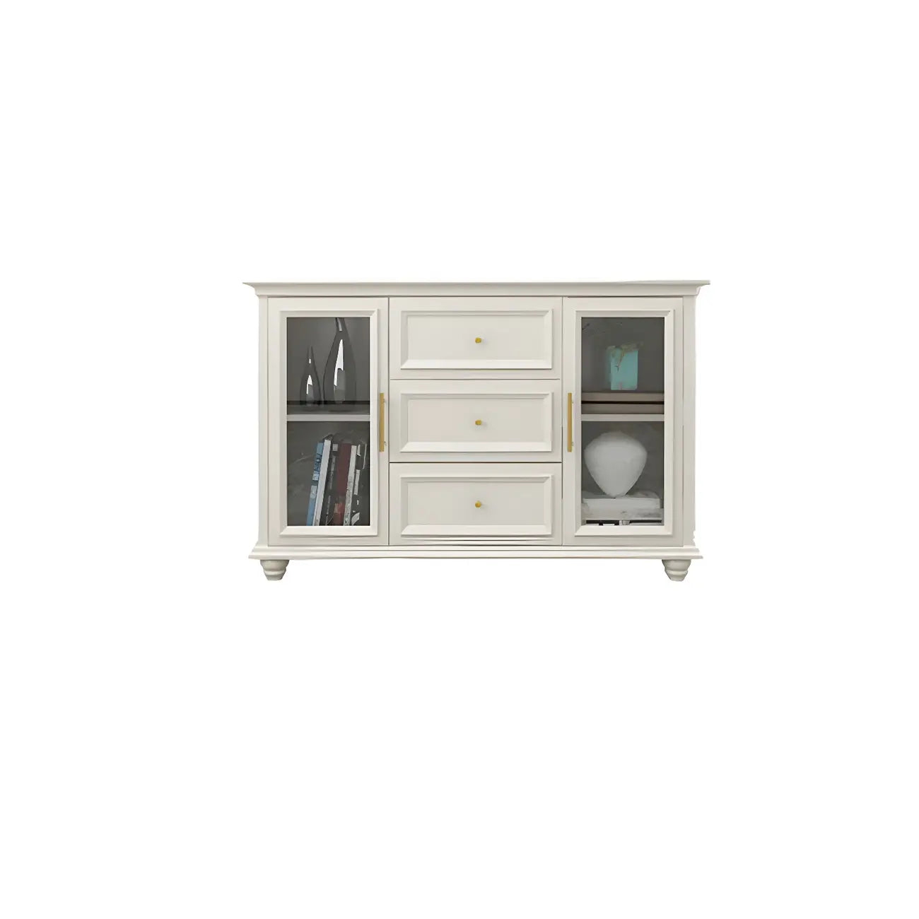 Buffet contemporain en bois blanc à 3 tiroirs