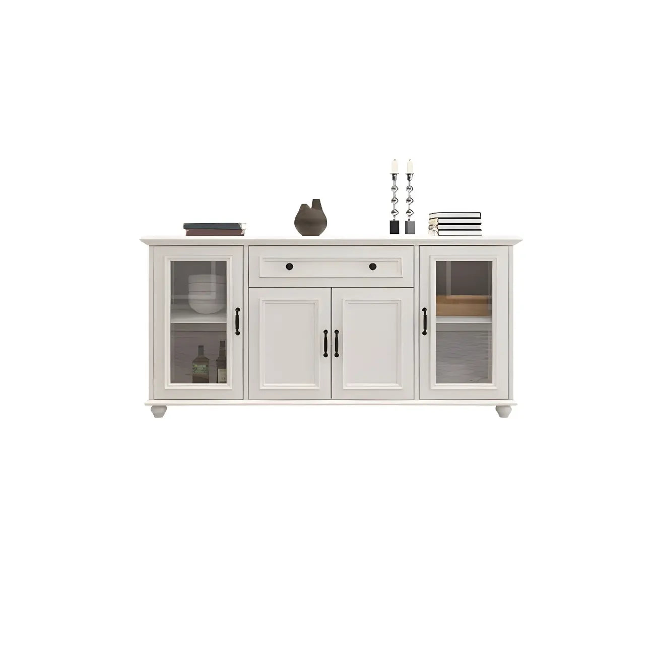Buffet contemporain en bois blanc à 3 tiroirs