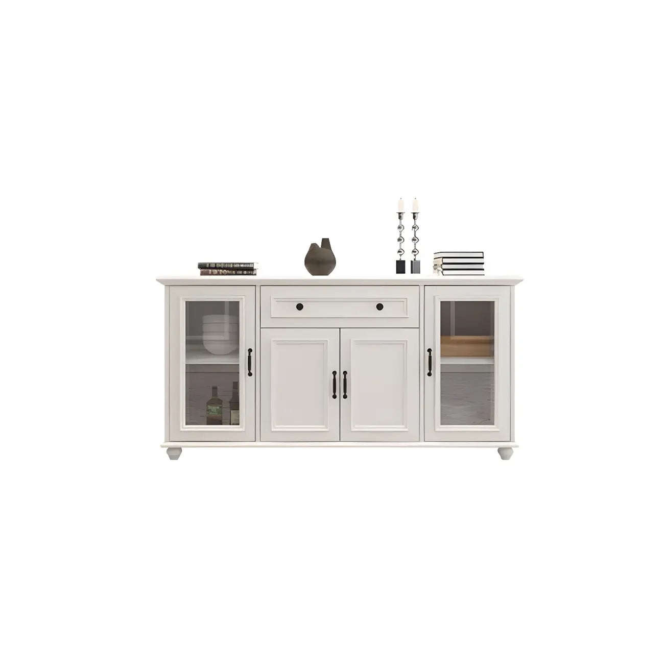 Buffet contemporain en bois blanc à 3 tiroirs