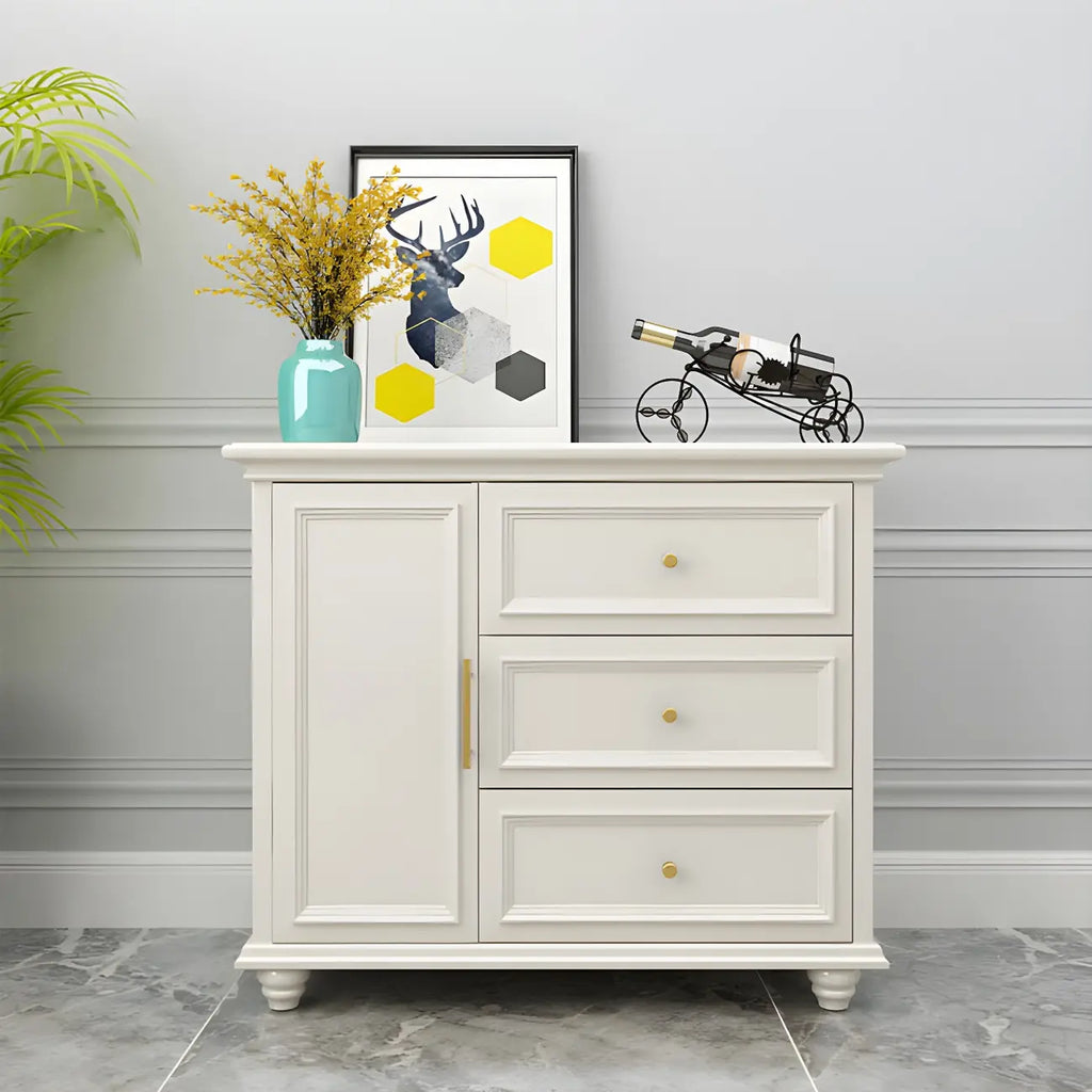 Buffet contemporain en bois blanc à 3 tiroirs