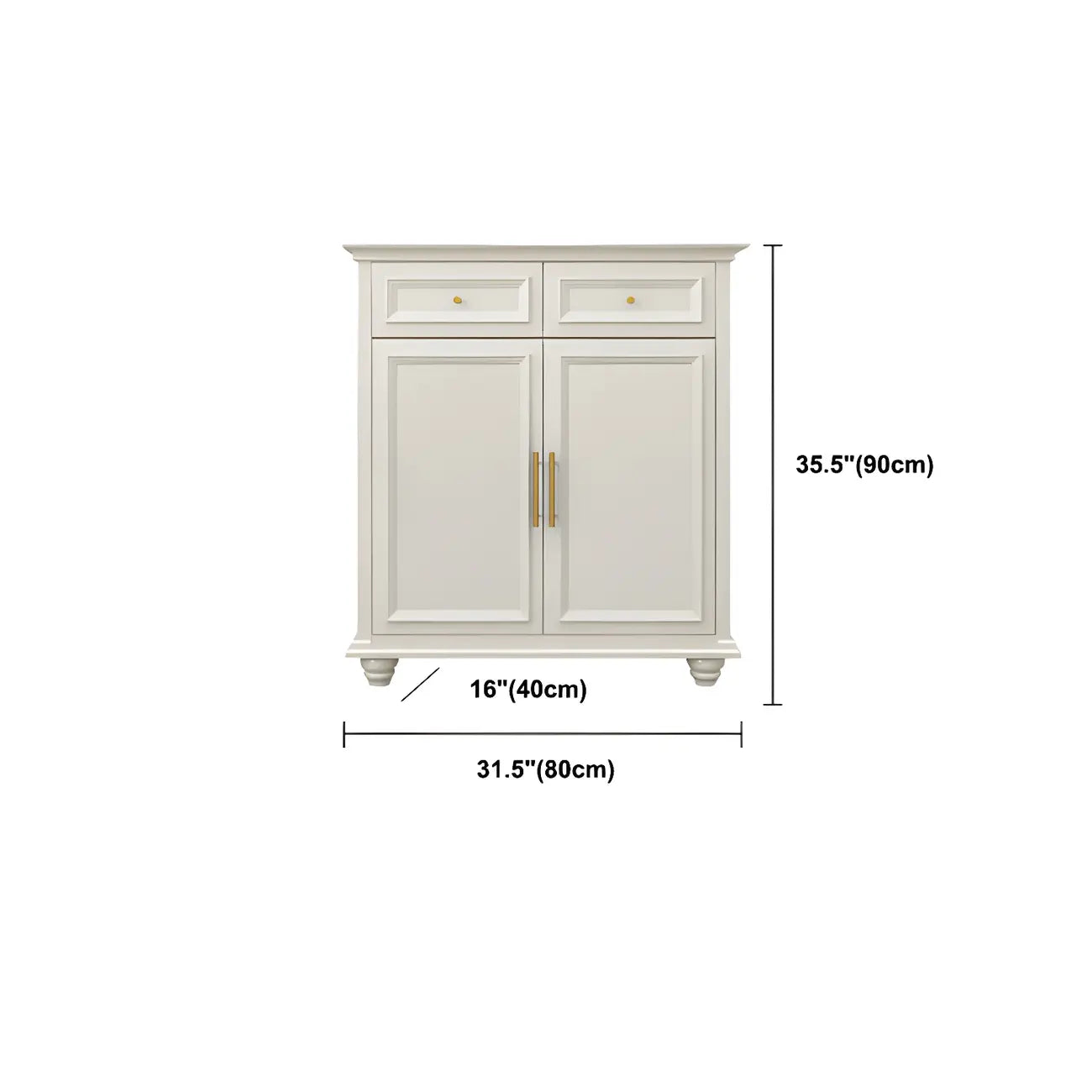Buffet contemporain en bois blanc à 3 tiroirs