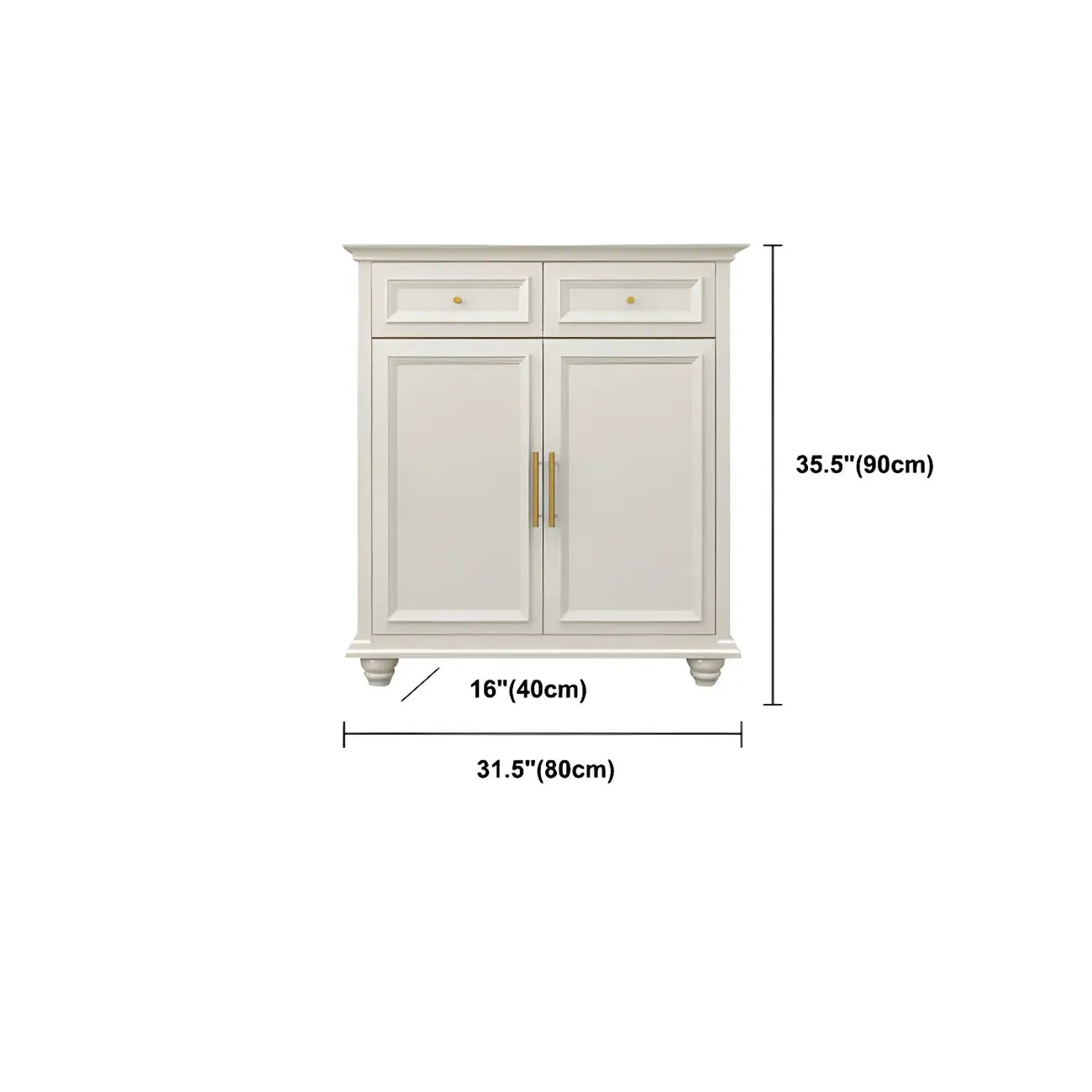 Buffet contemporain en bois blanc à 3 tiroirs