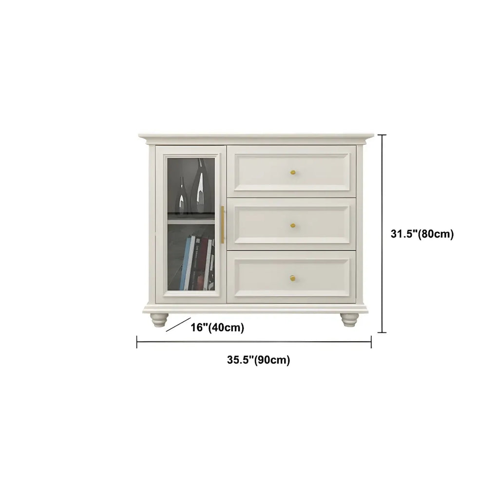 Buffet contemporain en bois blanc à 3 tiroirs