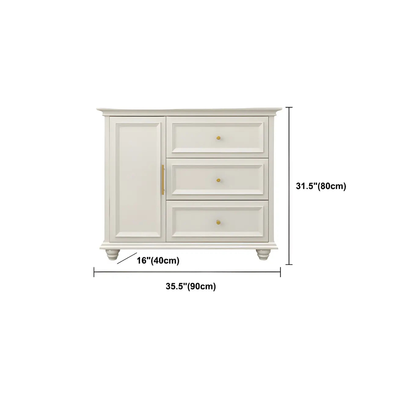 Buffet contemporain en bois blanc à 3 tiroirs
