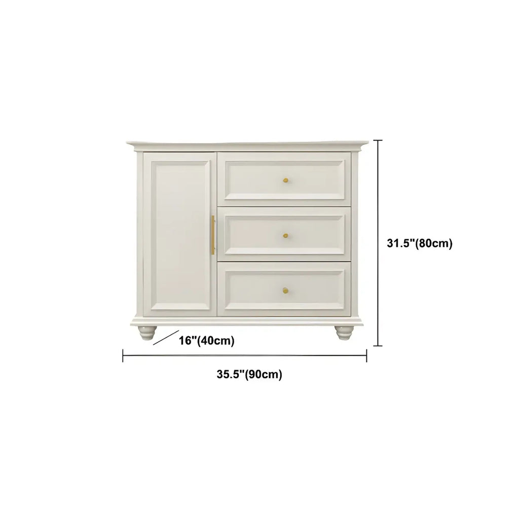 Buffet contemporain en bois blanc à 3 tiroirs