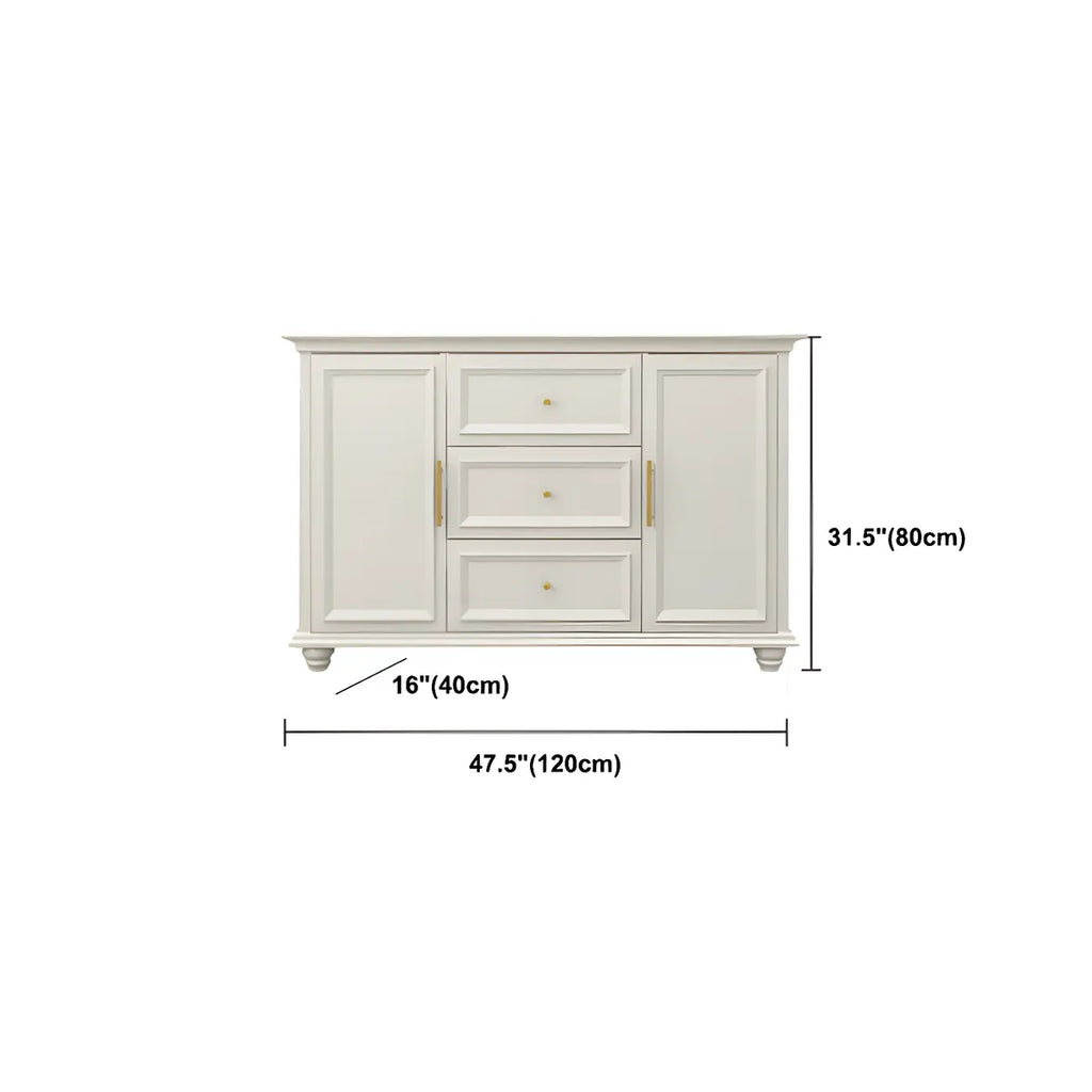 Buffet contemporain en bois blanc à 3 tiroirs