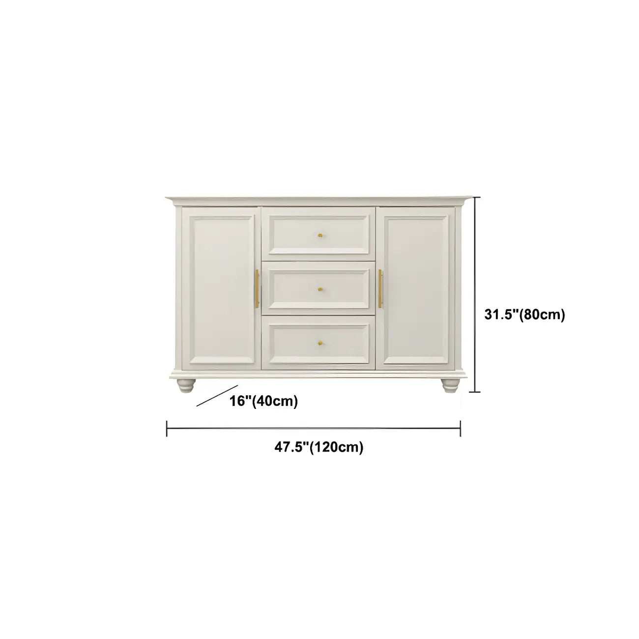 Buffet contemporain en bois blanc à 3 tiroirs