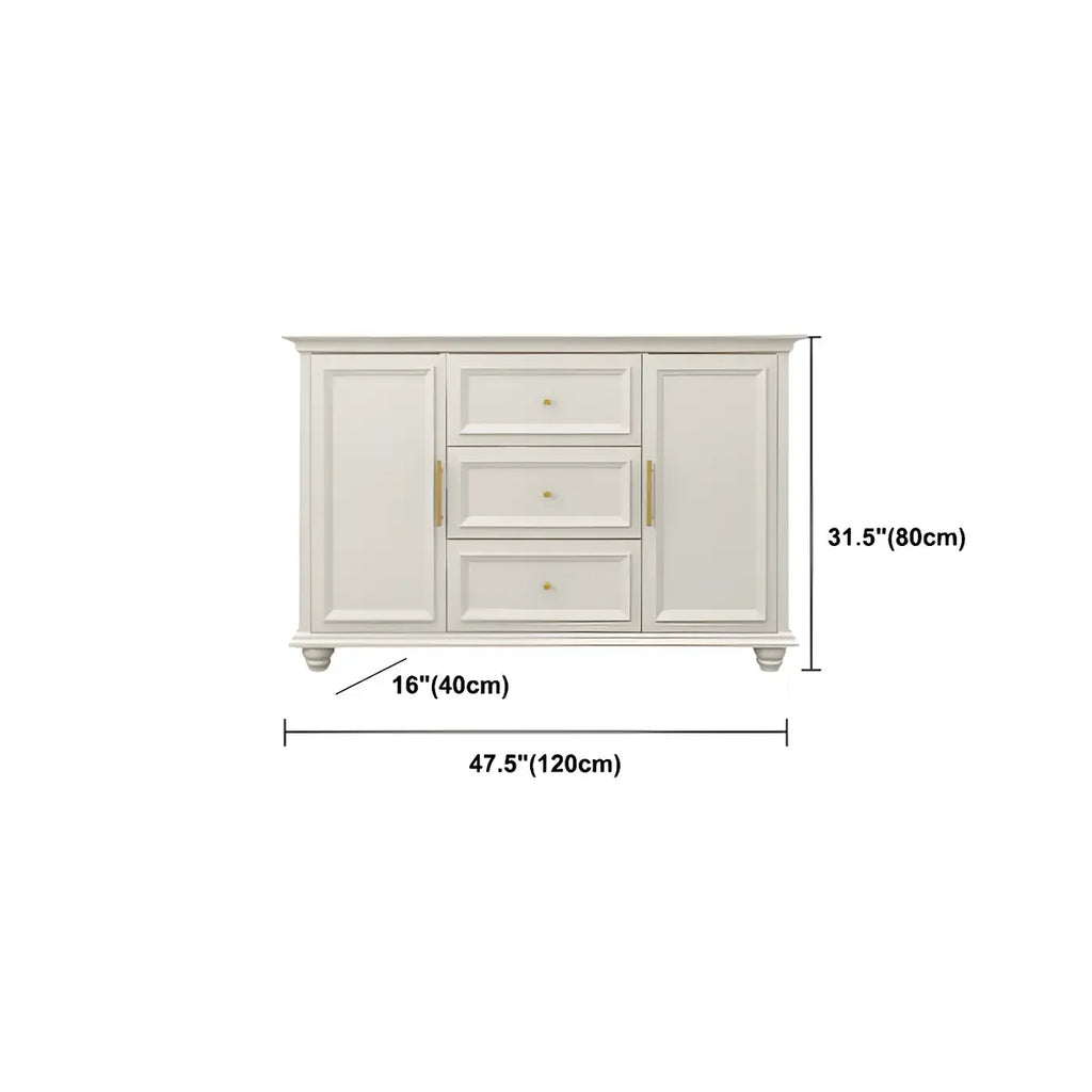 Buffet contemporain en bois blanc à 3 tiroirs