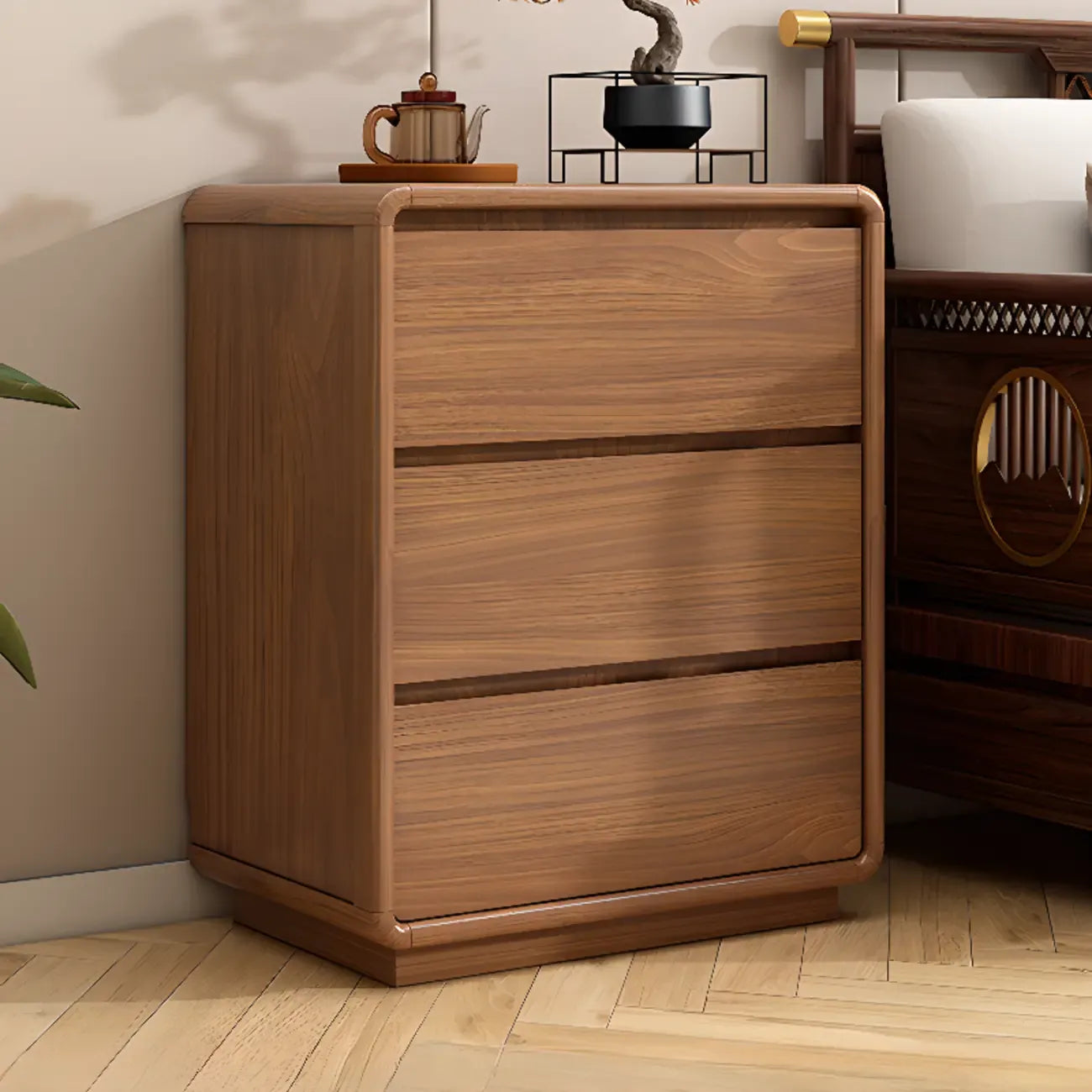 Commode console cubique en bois brun à 8 tiroirs
