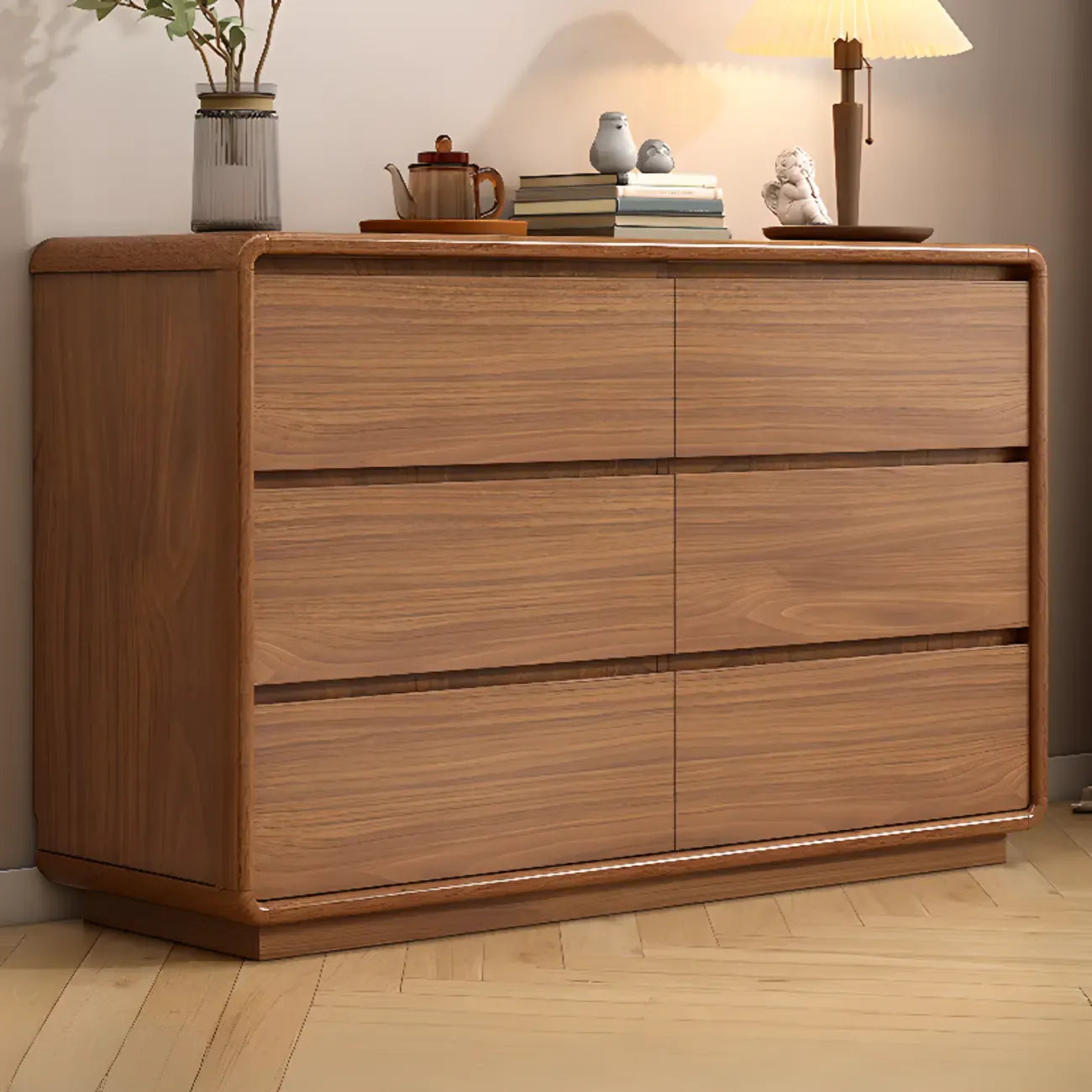 Commode console cubique en bois brun à 8 tiroirs