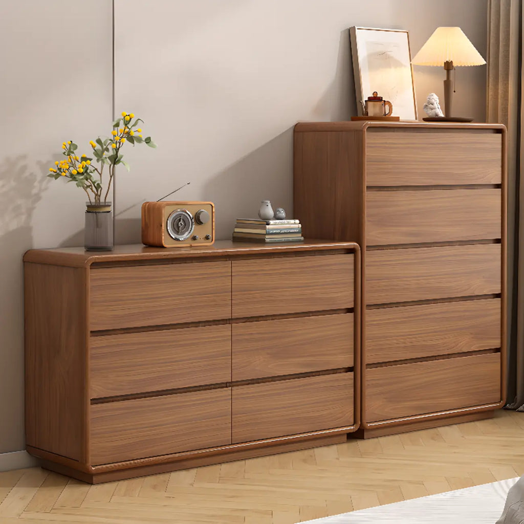 Commode console cubique en bois brun à 8 tiroirs