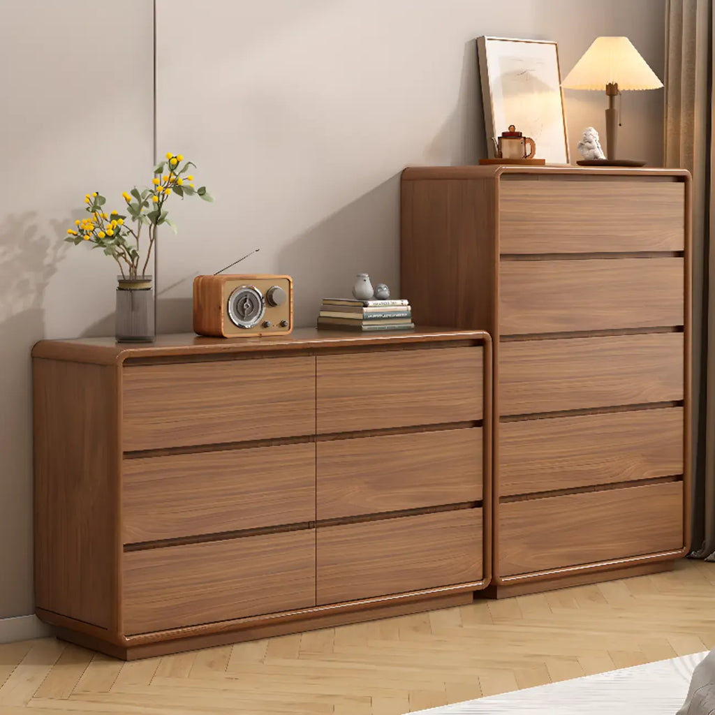 Commode console cubique en bois brun à 8 tiroirs