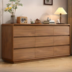 Commode console cubique en bois brun à 8 tiroirs
