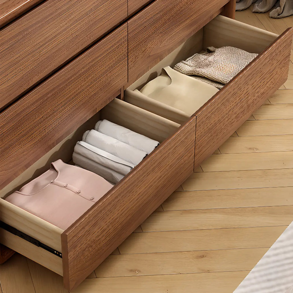 Commode console cubique en bois brun à 8 tiroirs