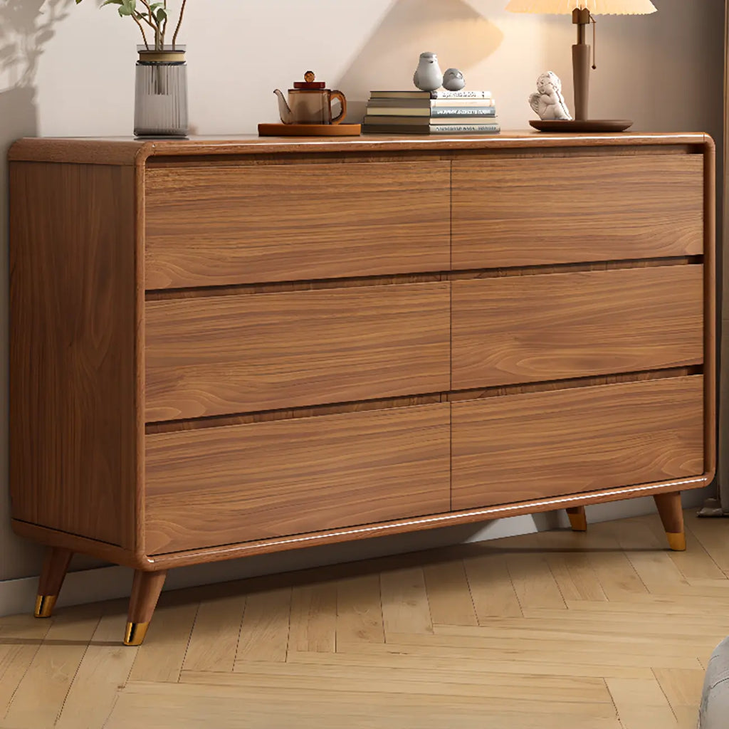Commode console cubique en bois brun à 8 tiroirs