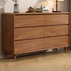 Commode console cubique en bois brun à 8 tiroirs