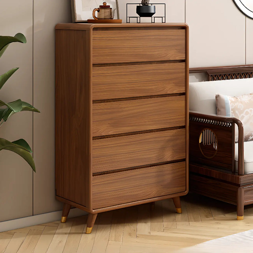 Commode console cubique en bois brun à 8 tiroirs