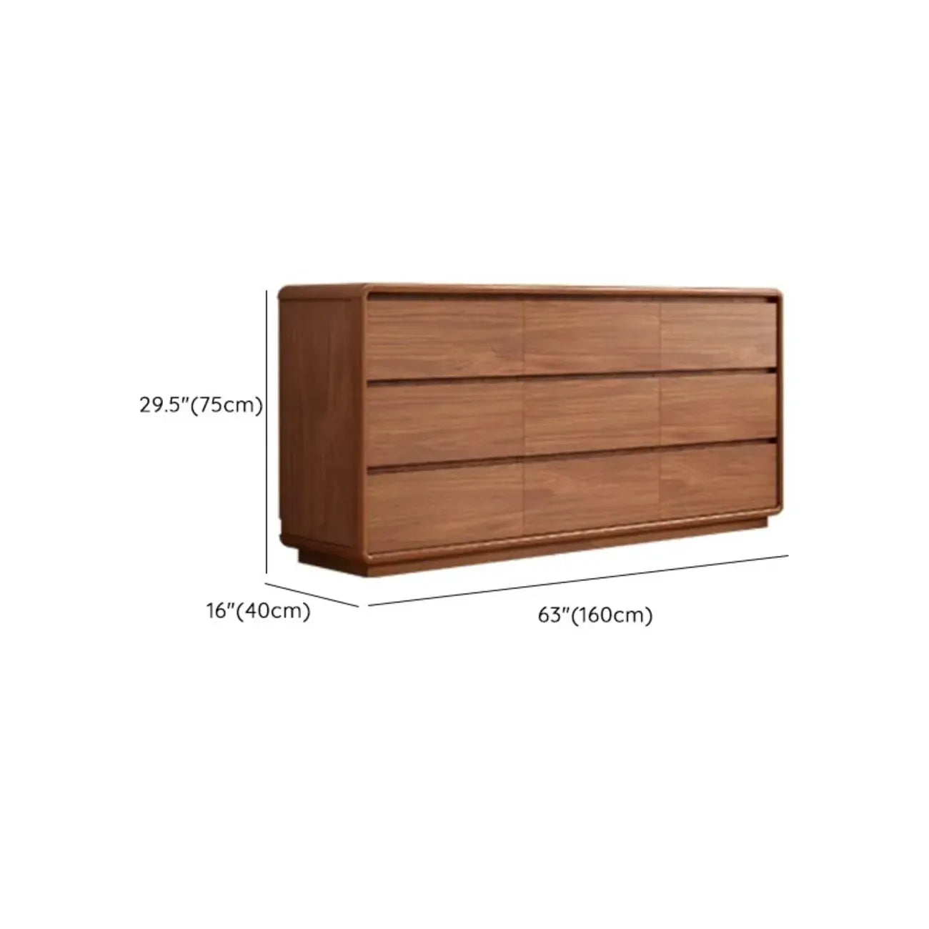 Commode console cubique en bois brun à 8 tiroirs