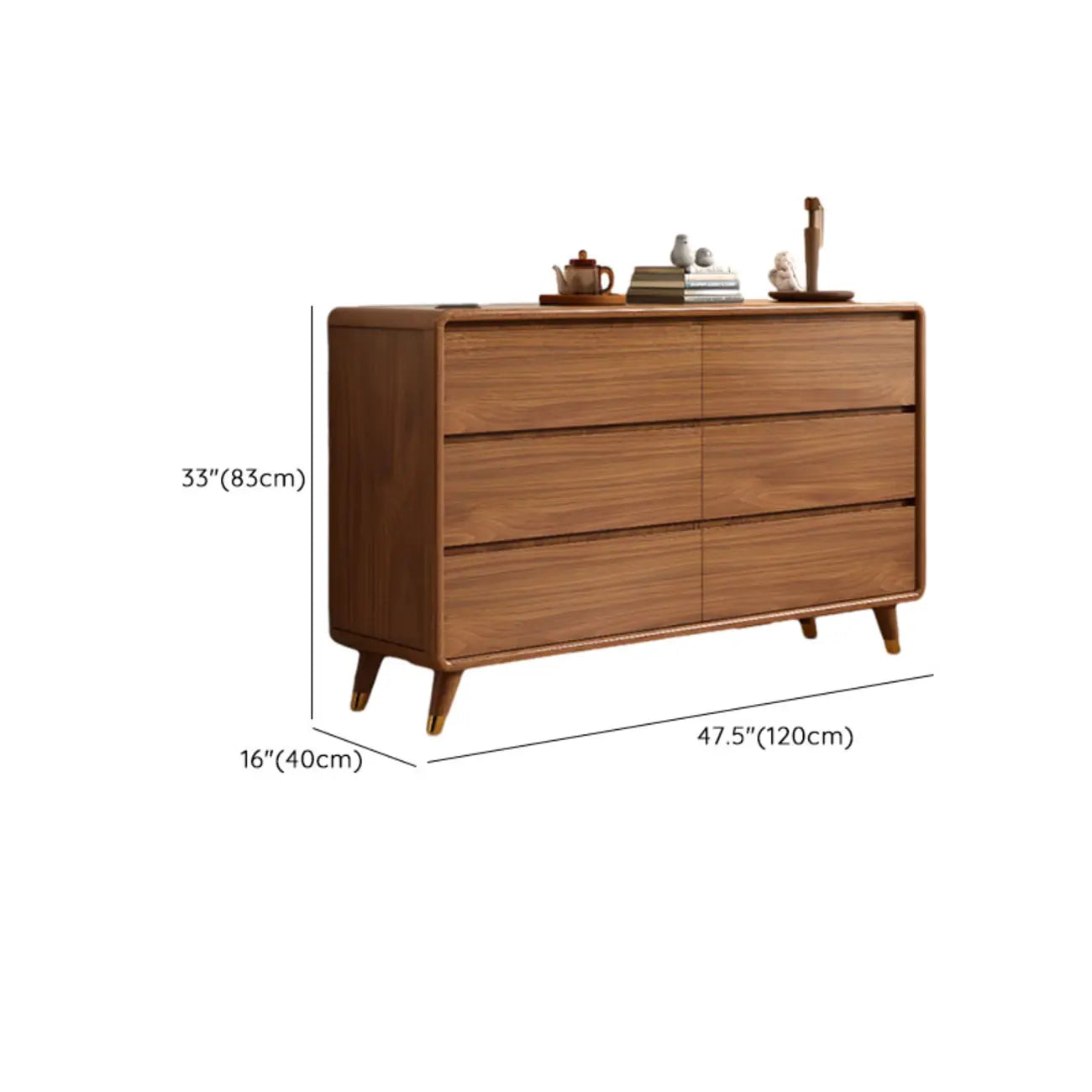 Commode console cubique en bois brun à 8 tiroirs