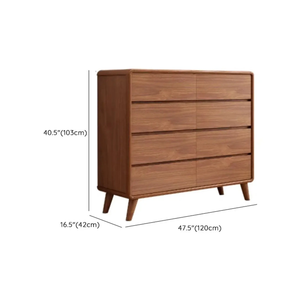 Commode console cubique en bois brun à 8 tiroirs