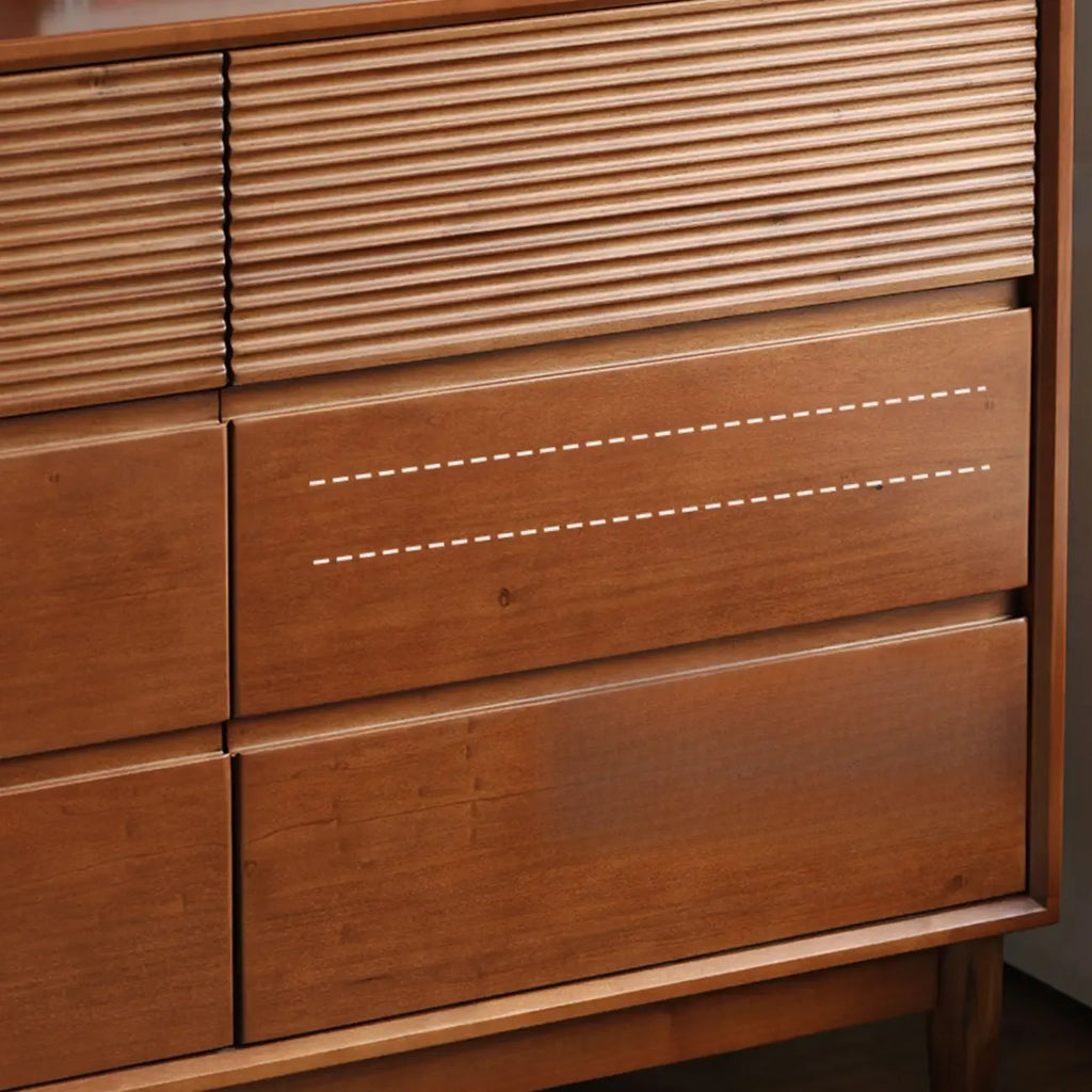 Commode double en bois brun rustique moyen, format horizontal