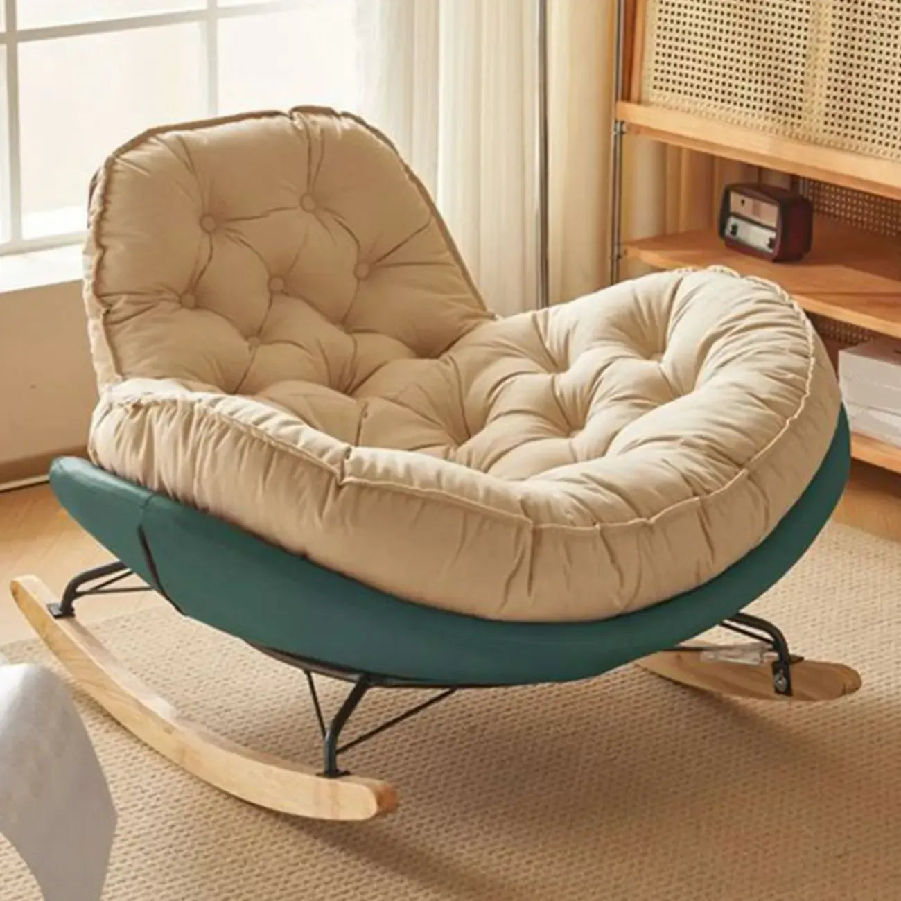 Fauteuil à bascule confortable en flanelle à large assise pour l'intérieur