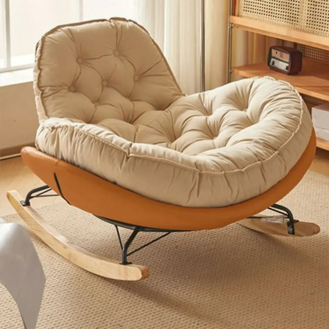 Fauteuil à bascule confortable en flanelle à large assise pour l'intérieur
