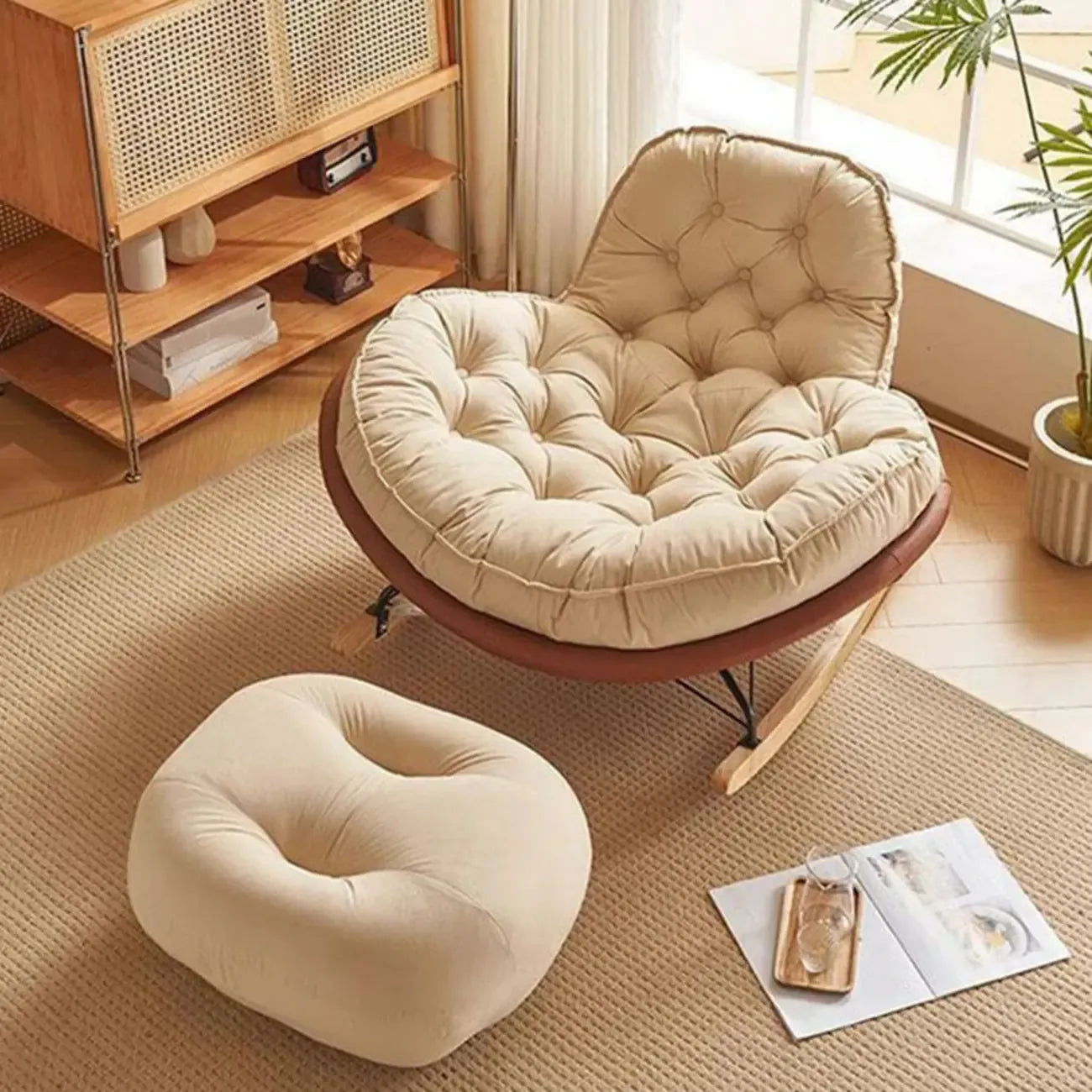 Fauteuil à bascule confortable en flanelle à large assise pour l'intérieur