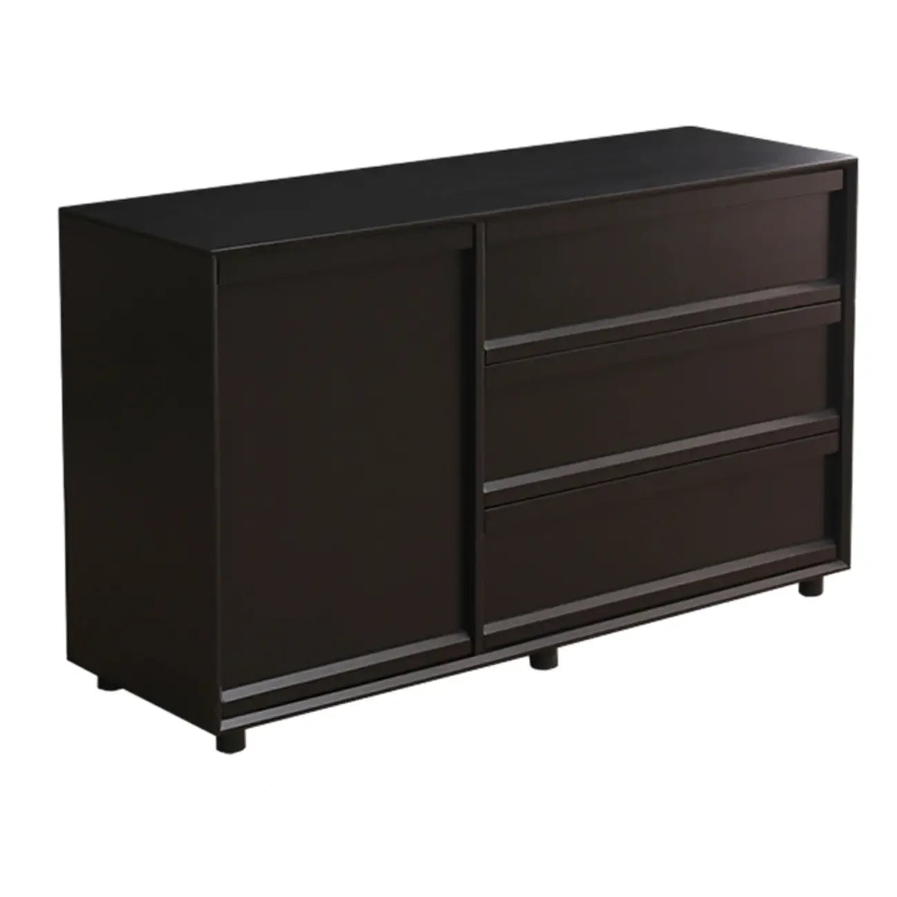 Commode industrielle en bois avec tiroirs et rail en métal lisse