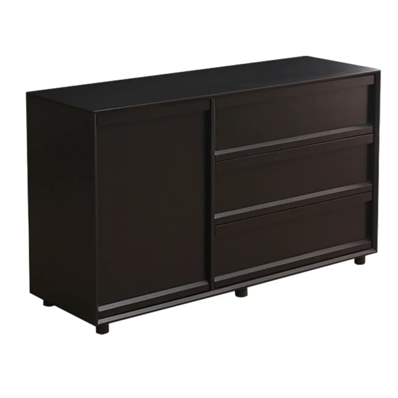 Commode industrielle en bois avec tiroirs et rail en métal lisse