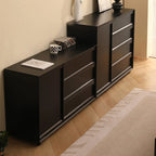 Commode industrielle en bois avec tiroirs et rail en métal lisse
