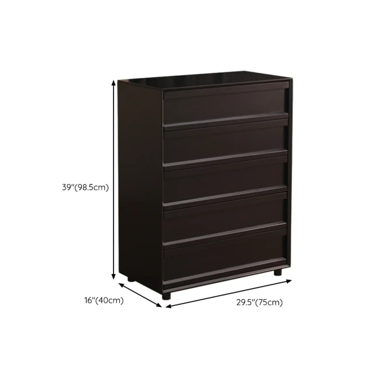 Commode industrielle en bois avec tiroirs et rail en métal lisse