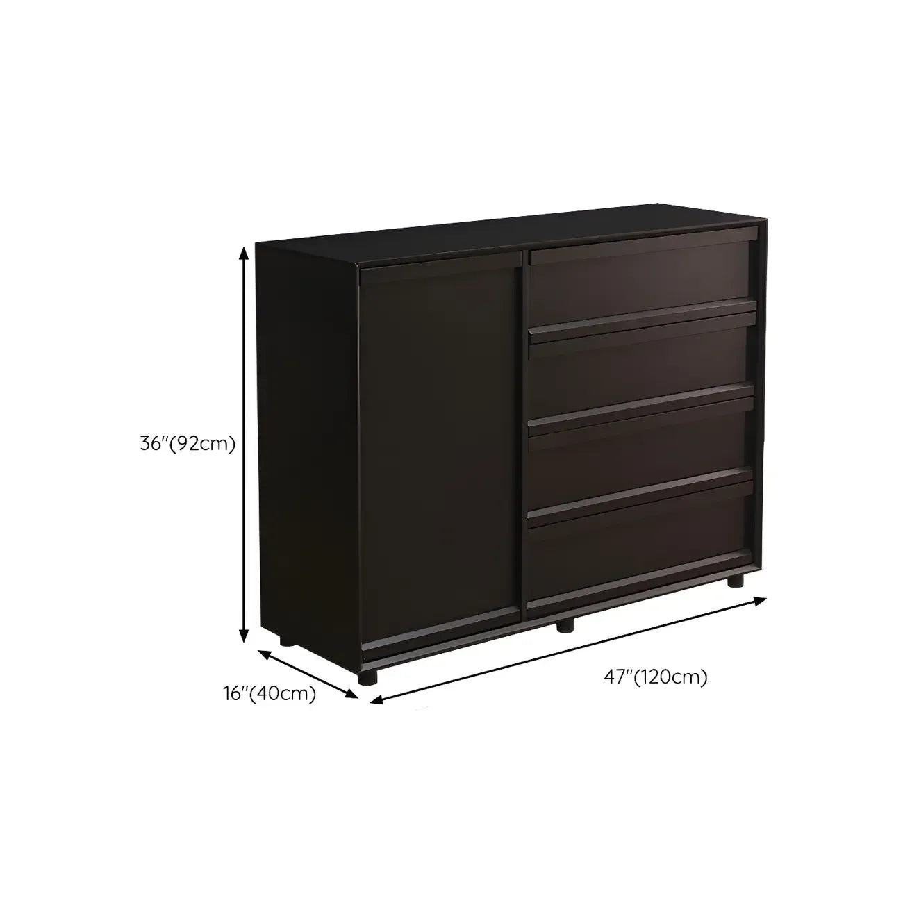 Commode industrielle en bois avec tiroirs et rail en métal lisse