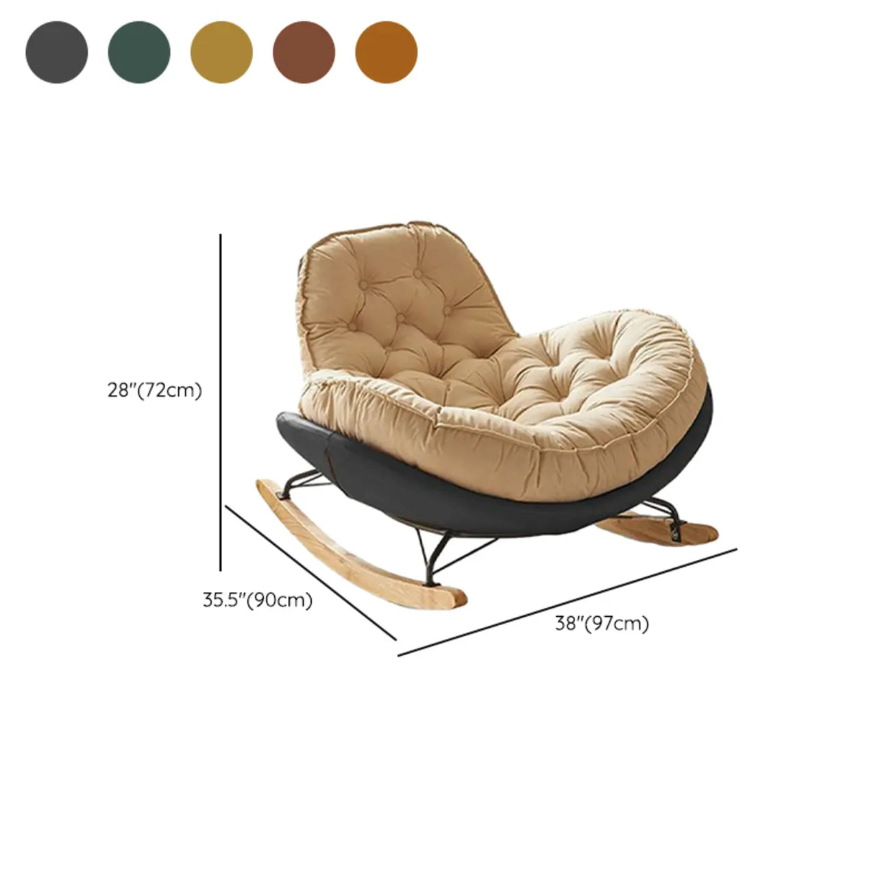 Fauteuil à bascule confortable en flanelle à large assise pour l'intérieur