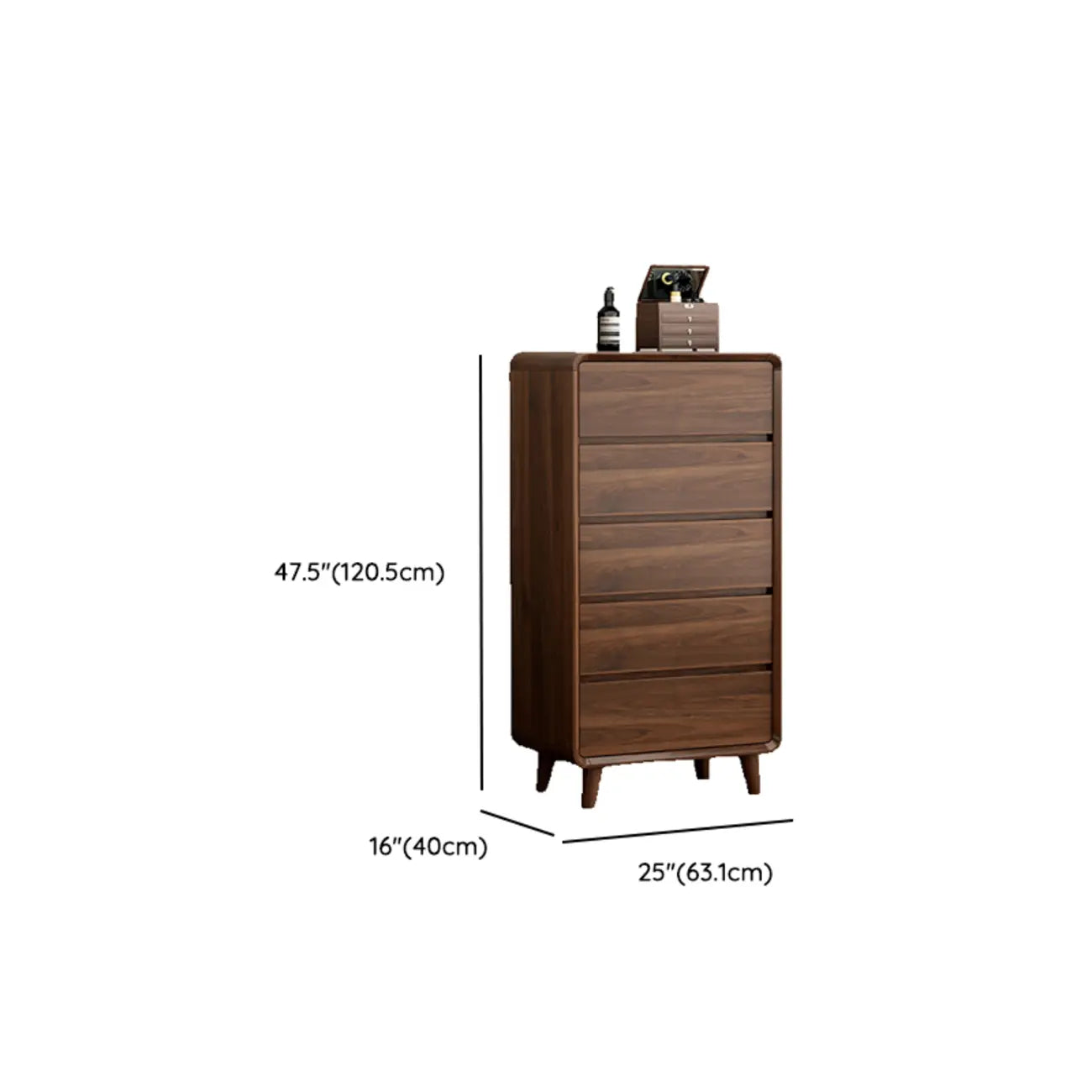 Cassettiera Rustica Quadrata a 3 Livelli in Legno Marrone