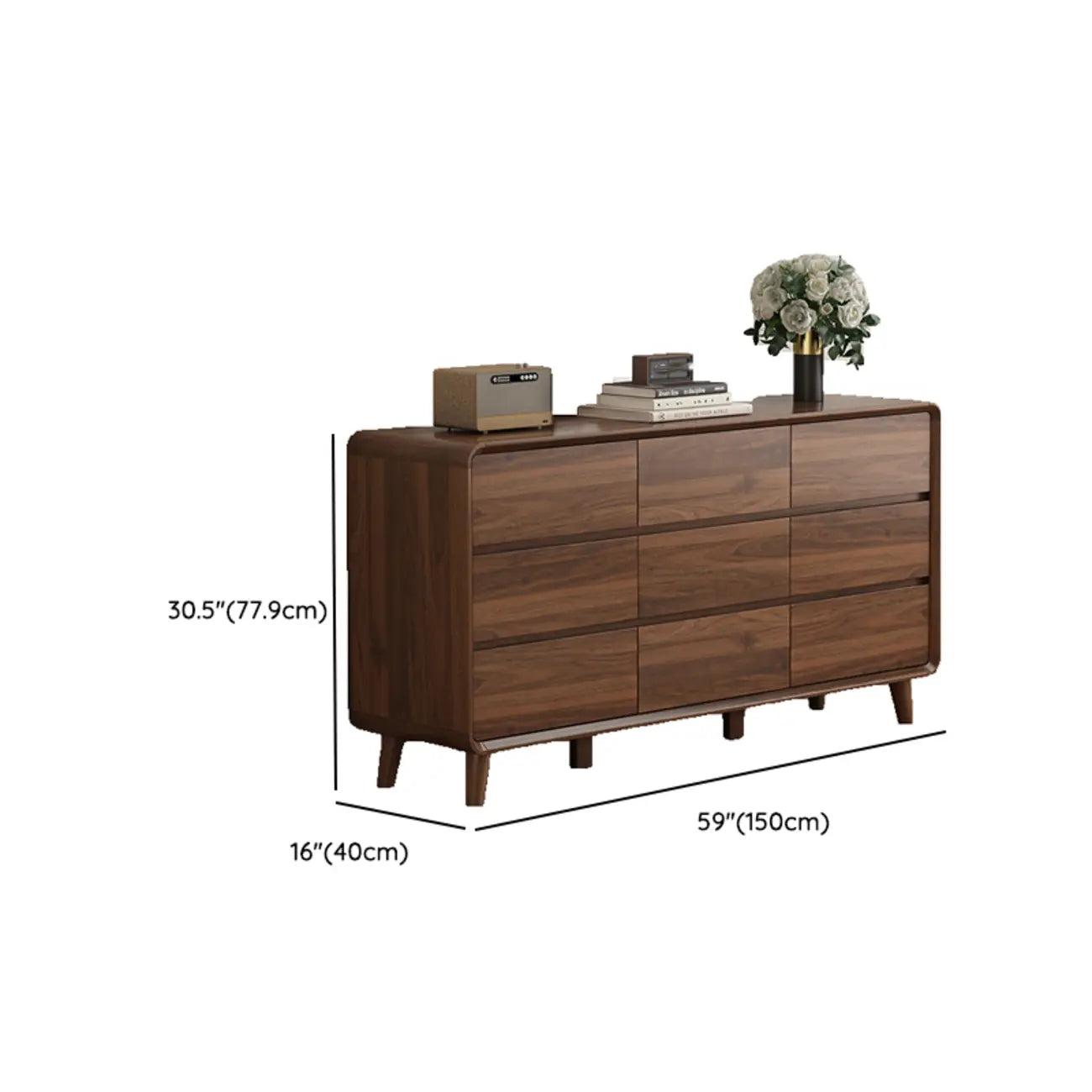Cassettiera Rustica Quadrata a 3 Livelli in Legno Marrone