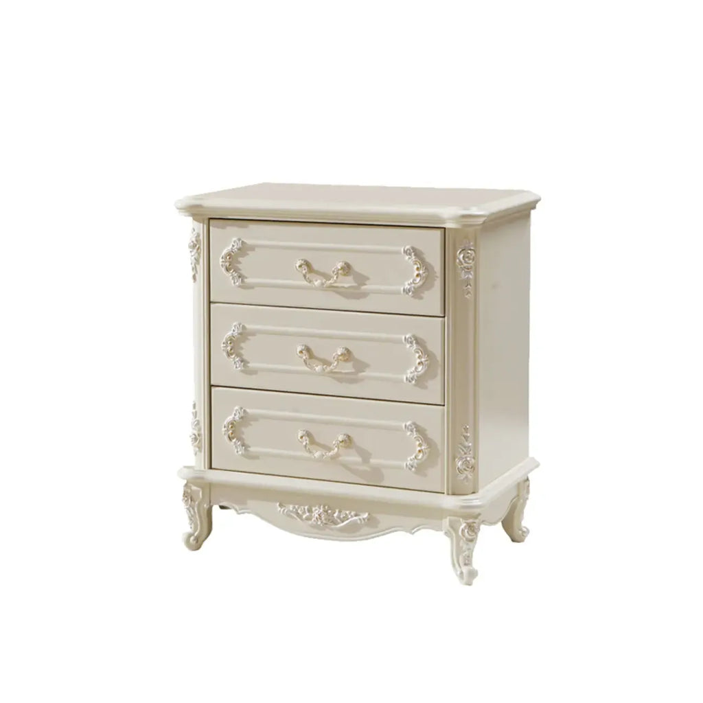 Commode nordique étroite en bois à 3 tiroirs