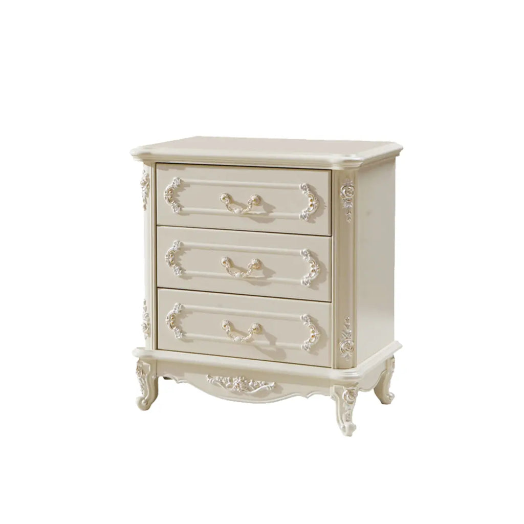 Commode nordique étroite en bois à 3 tiroirs