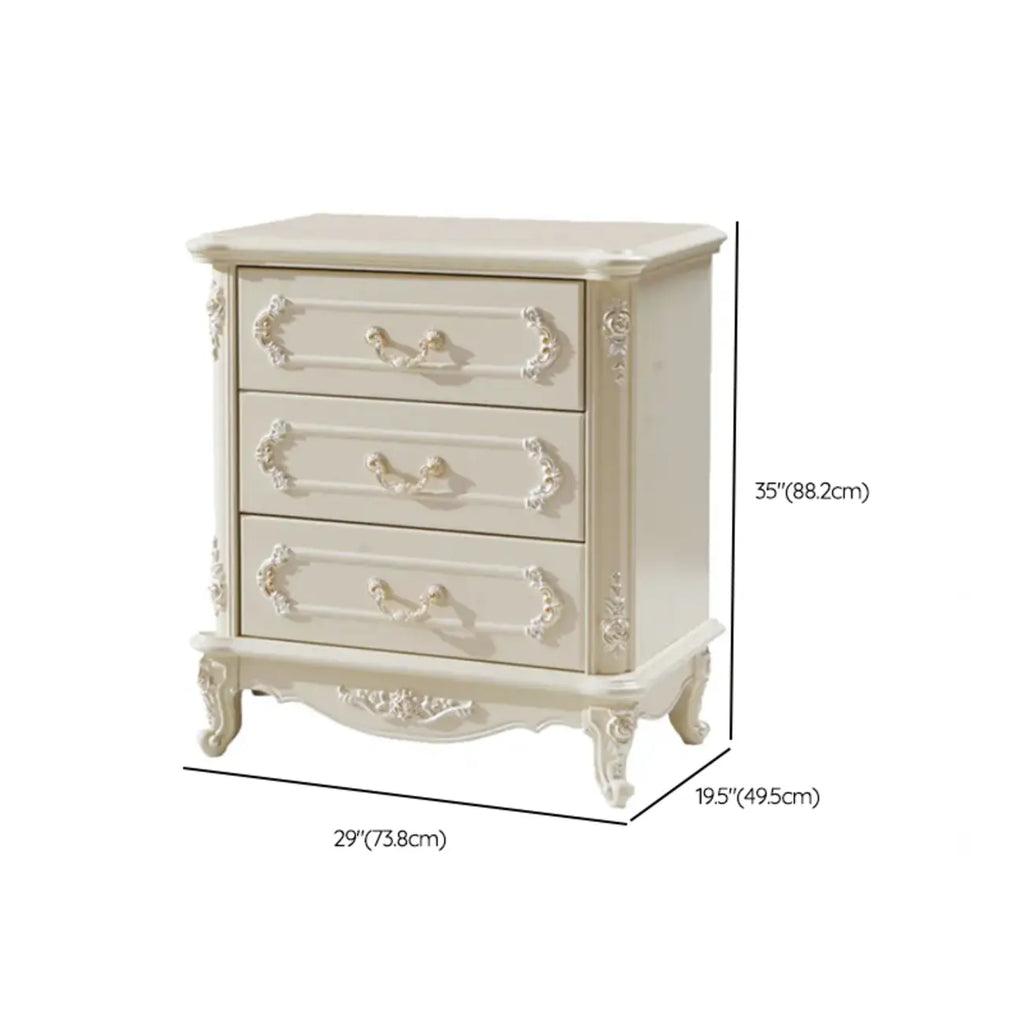 Commode nordique étroite en bois à 3 tiroirs