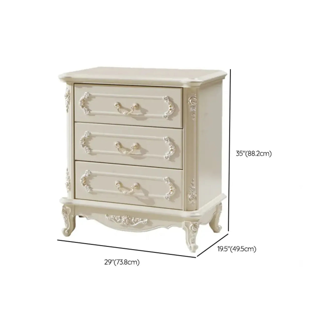 Commode nordique étroite en bois à 3 tiroirs