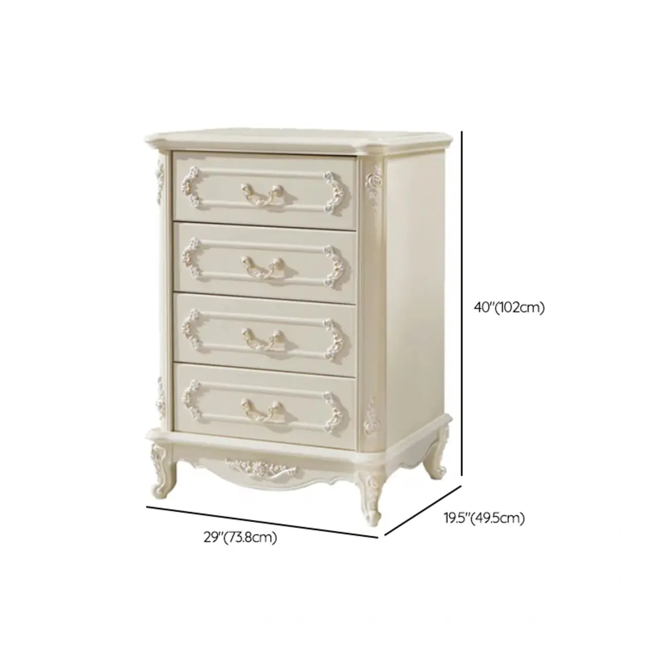 Commode nordique étroite en bois à 3 tiroirs