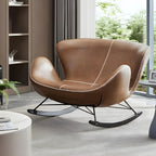 Fauteuil à bascule élégant 2 places, revêtu de similicuir, pour intérieur