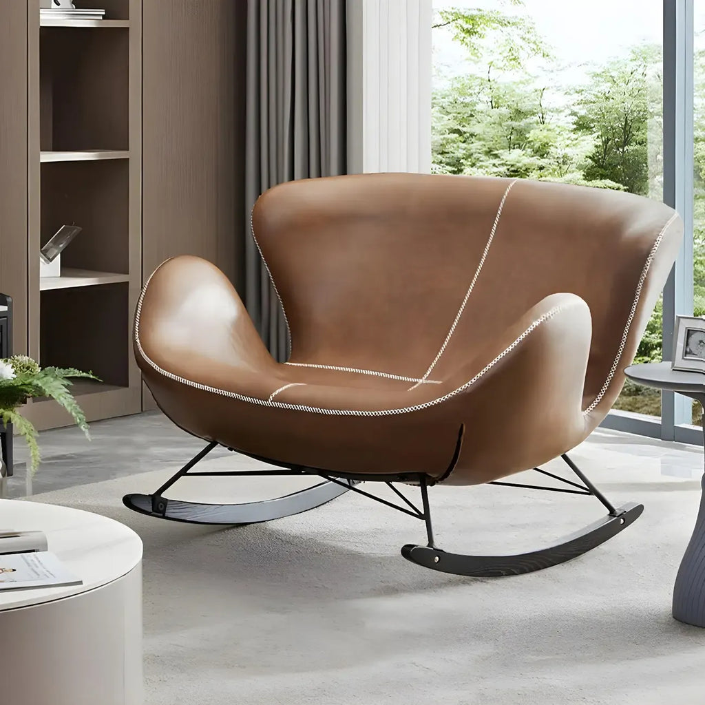 Fauteuil à bascule élégant 2 places, revêtu de similicuir, pour intérieur