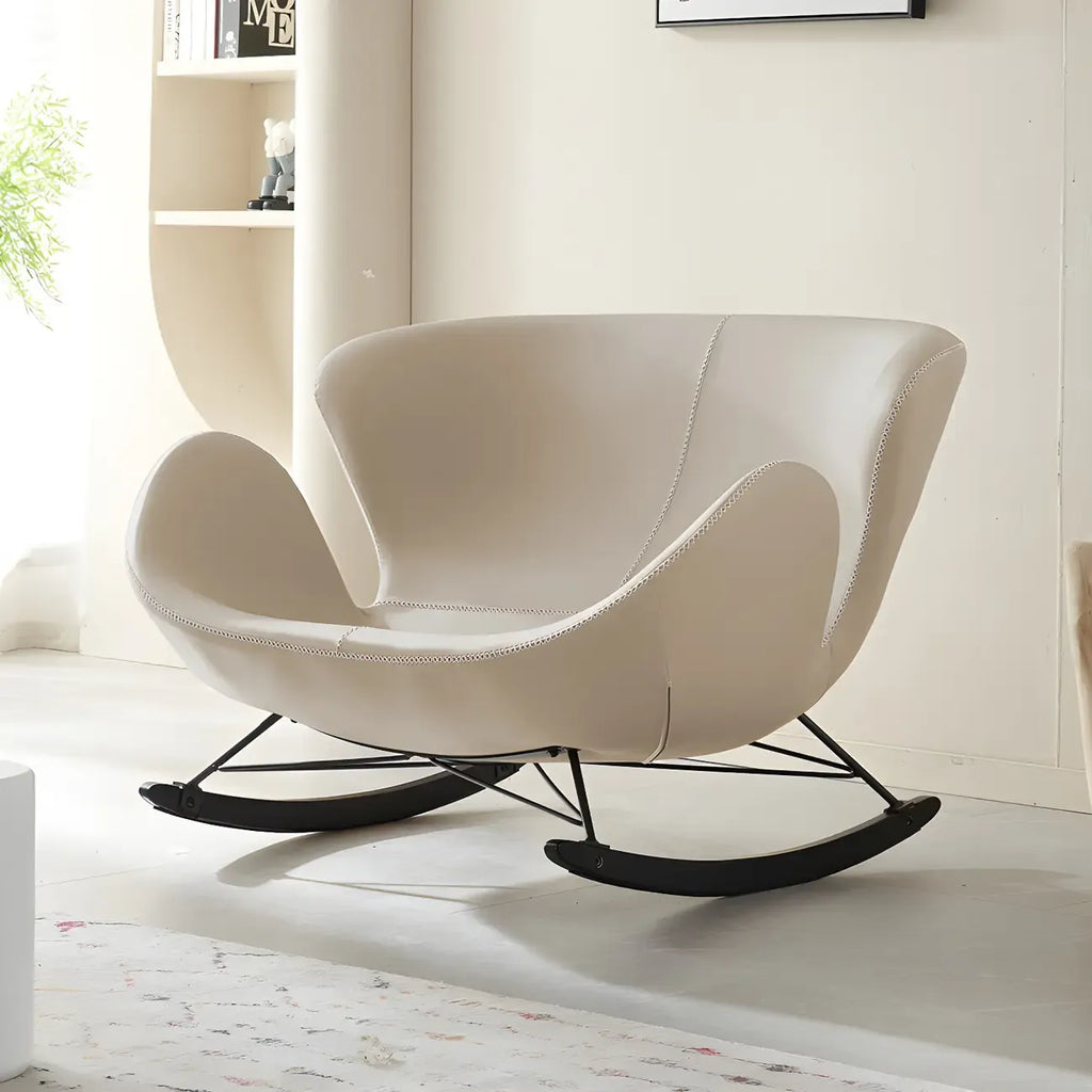 Fauteuil à bascule élégant 2 places, revêtu de similicuir, pour intérieur