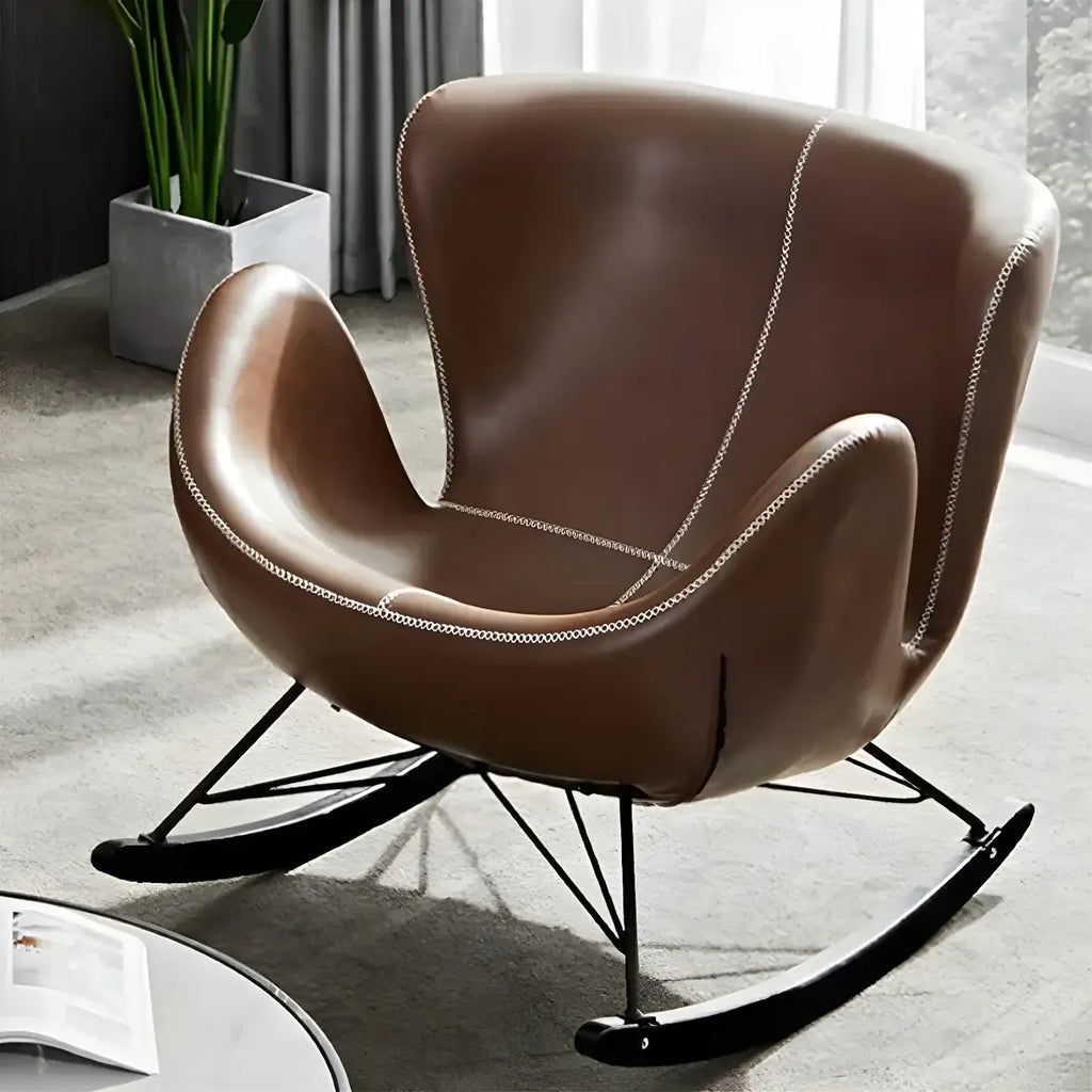 Fauteuil à bascule élégant 2 places, revêtu de similicuir, pour intérieur