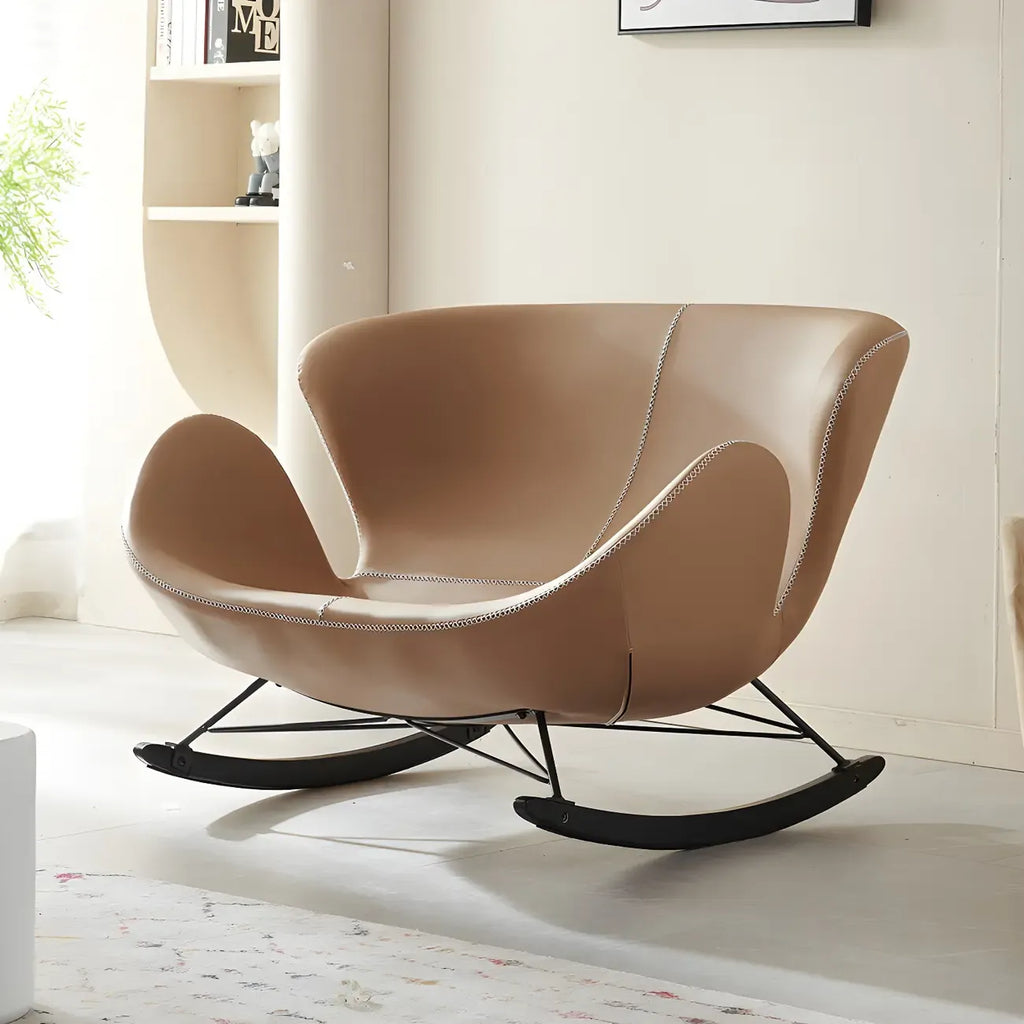Fauteuil à bascule élégant 2 places, revêtu de similicuir, pour intérieur