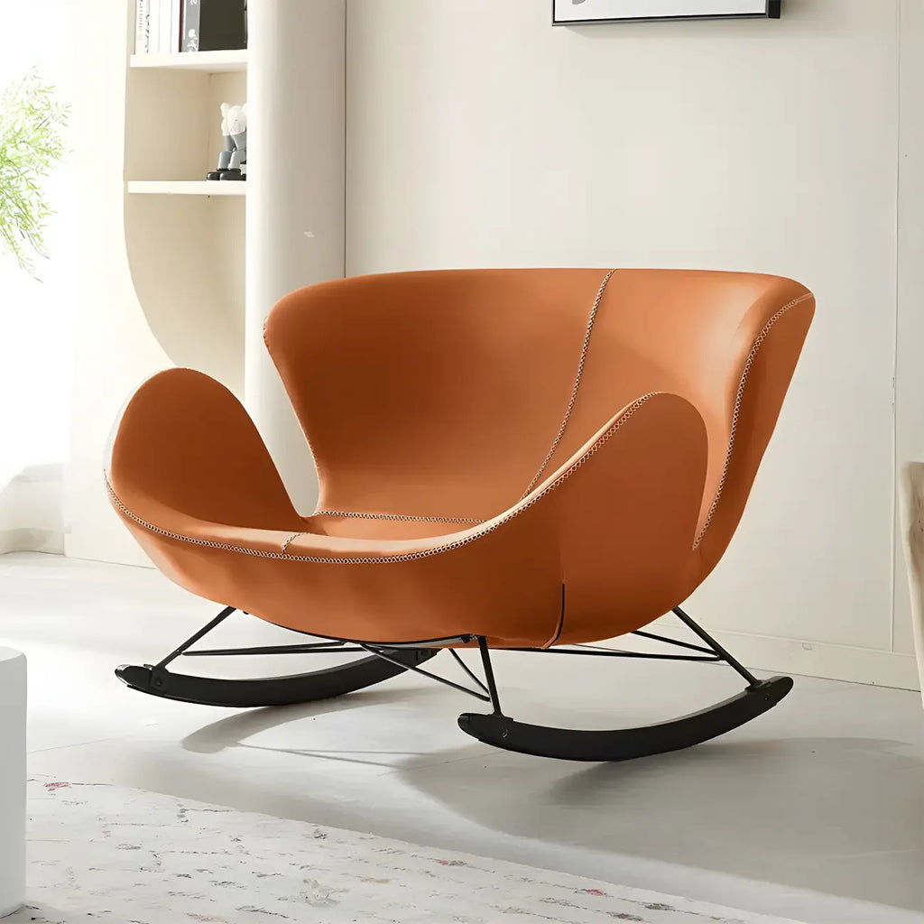 Fauteuil à bascule élégant 2 places, revêtu de similicuir, pour intérieur
