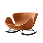 Fauteuil à bascule élégant 2 places, revêtu de similicuir, pour intérieur