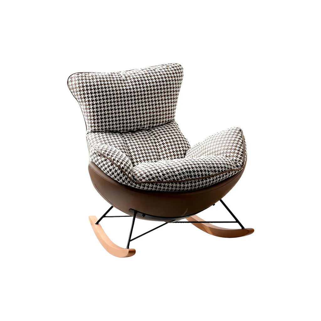 Fauteuil à bascule contemporain capitonné à motif pied-de-poule pour intérieur